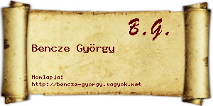 Bencze György névjegykártya